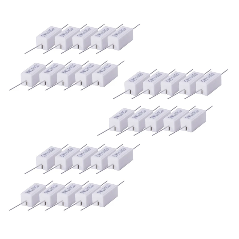 

30X проволочные керамические цементные резисторы 100 Ом 5 Вт ватт 5%