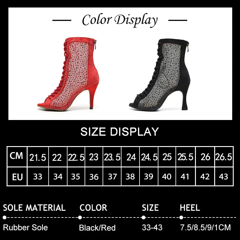 SWDZM Women Dancing Shoes Ballroom Latin Dance Boots Woman Rhinestones High Heel Tango High top Party Dance Shoes Suede Sole