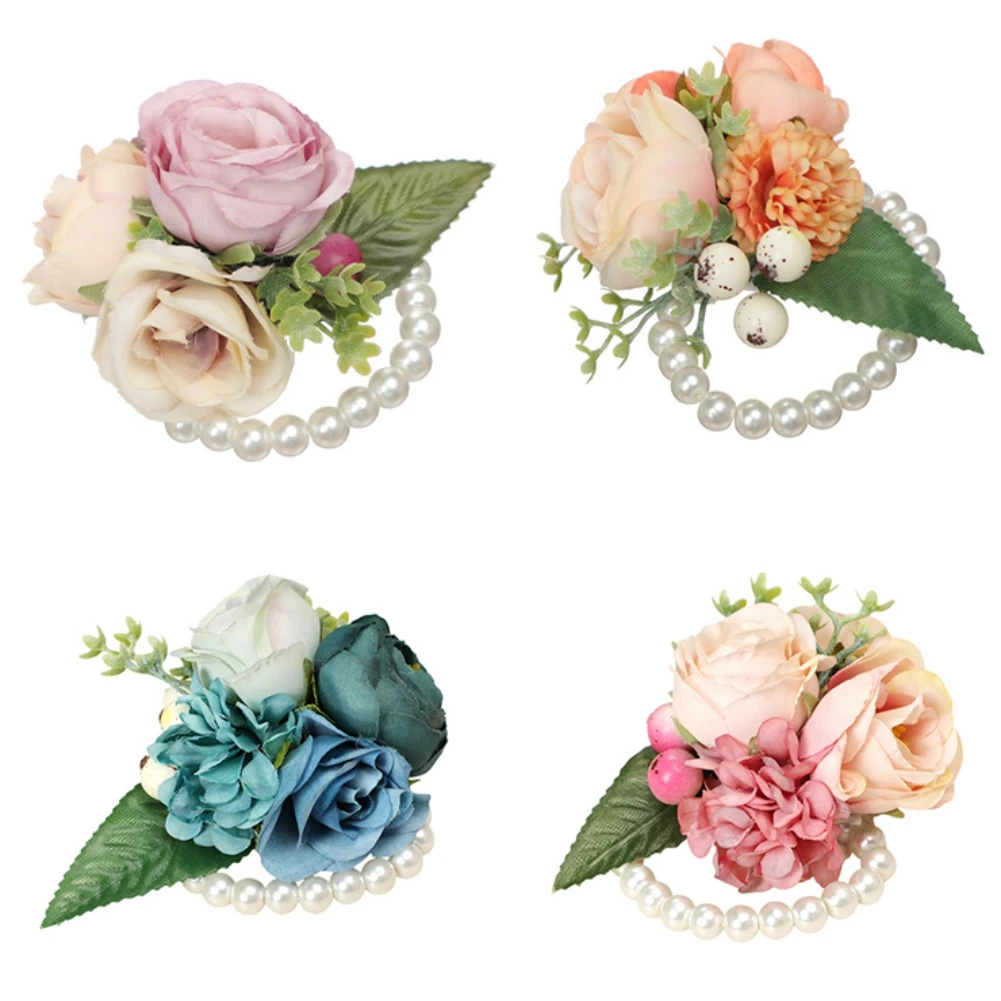 

Bridesmaid Sister Group Wrist Flower Simulation Flower Bracelet Wedding Supplies