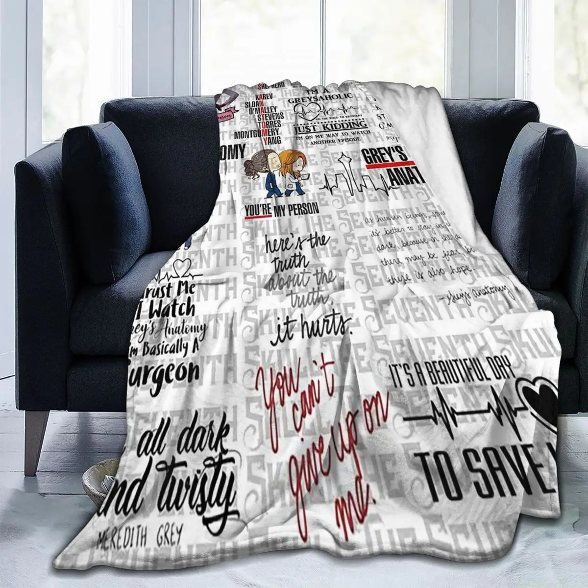 

TV Series Greys Anatomy Cute Blanket Sofa Cover Fleece Printed Cartoon Breathable Super Warm Throw Blankets for Bed Travel Quilt