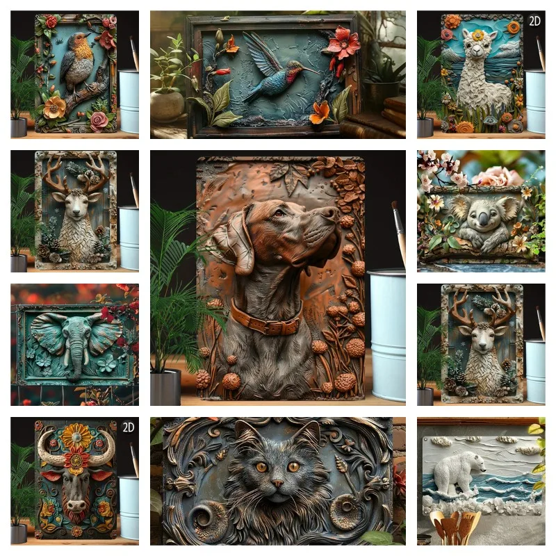 1 шт. винтажная металлическая настенная художественная табличка с животными