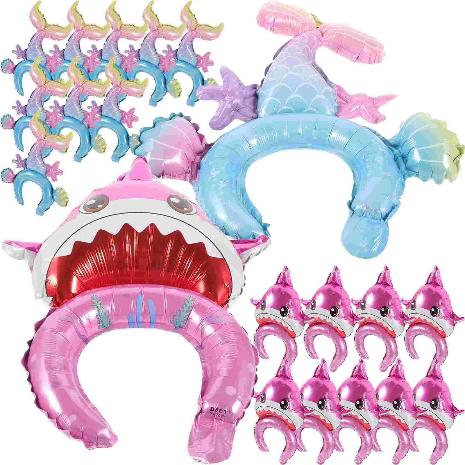 

20pcs Mermaid Shark Shape Balloon Headbands Decorative Headbands Photo Props