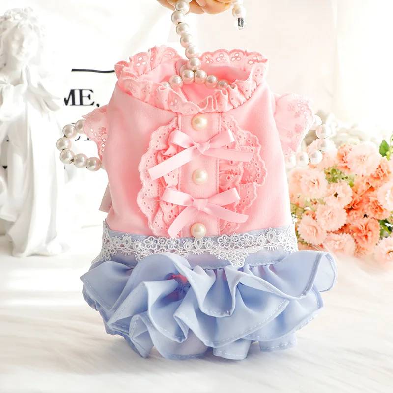 

Bowknot Dog Yorks Lace Puppies Dog Tutu For For Chihuahua Wedding Dress Skirt Small Clothes Party Lovely Pet Princess Summer