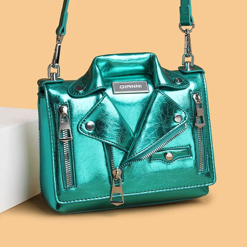 Роскошная сумка-цепочка женская одежда куртка с заклепками на плечах