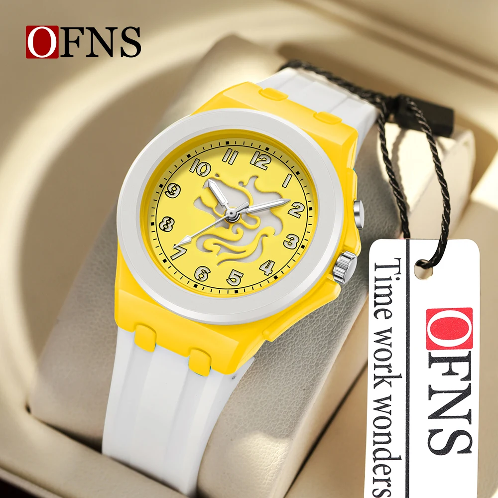 Фото Новые часы Ofns 6106 2026 года, модные студенческие кварцевые часы с узором двенадцати созвездий, водонепроницаемые, с ночной подсветкой, силиконовый ремешок. №1