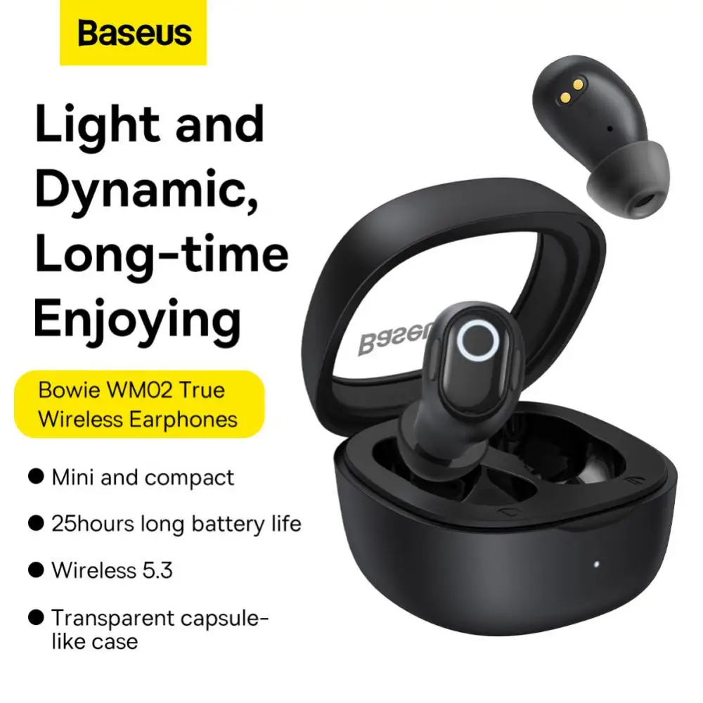 

Baseus WM02 TWS Bluetooth Earphones Earbud Wireless 5.3 Bluetooth Headphones Touch Control Noise Cancelling Gaming Headset