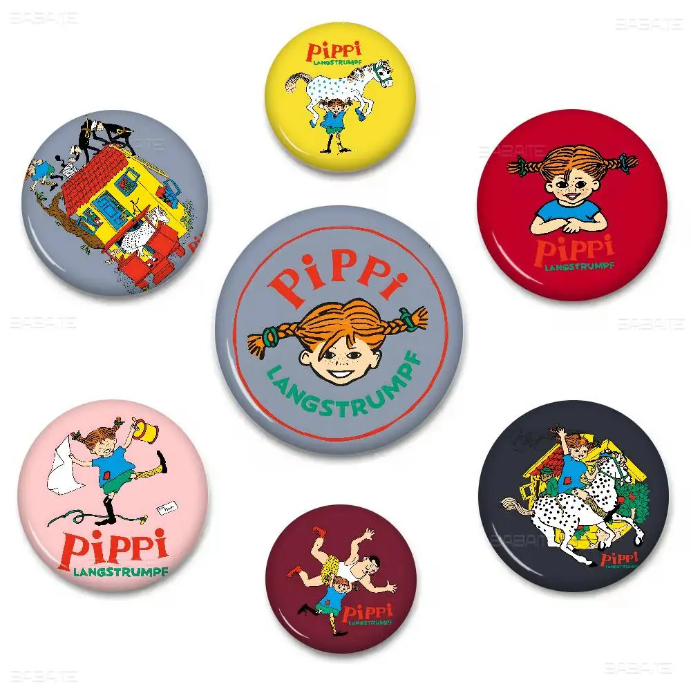 Мягкий металлический значок-пин P-Pippi Longstocking, круглый, для лацкана, подарок друзьям, детские украшения (art.: 3920d9d136eec) - 3920d9d136eec