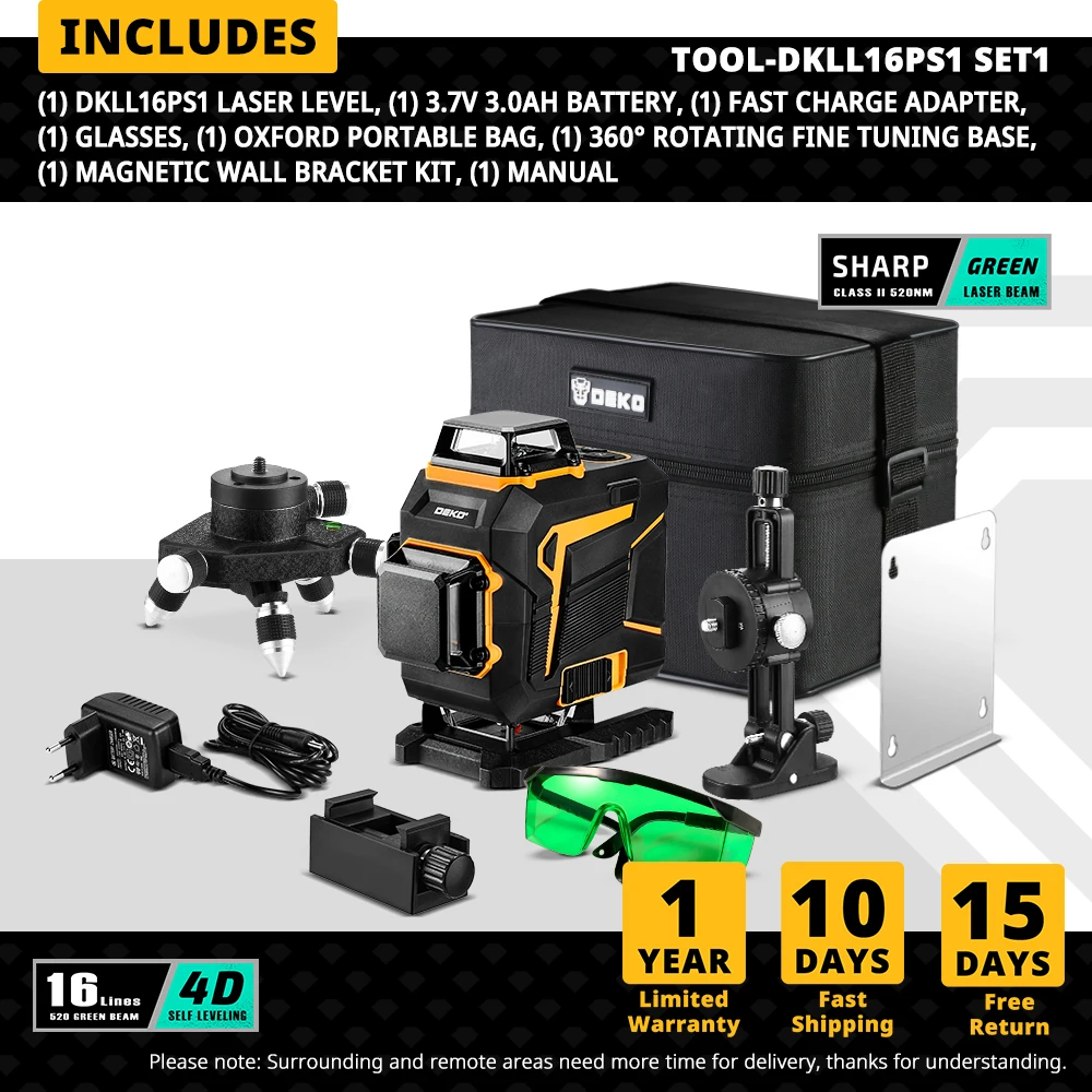 

DEKO 4D 16-линейный лазерный уровень DKLL16PS1