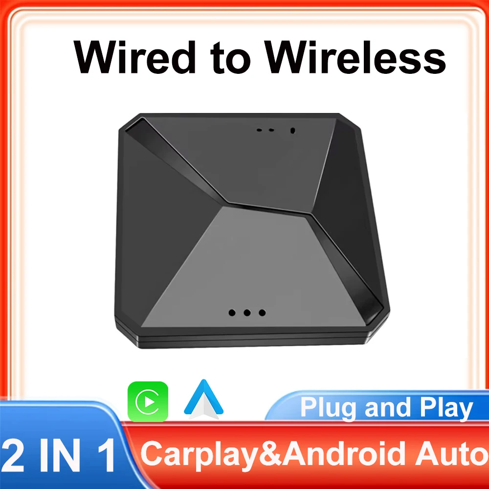 

Беспроводная коробка Carpaly Al box 2 в 1, Android, беспроводная связь CarPlay и Android Auto, поддержка Netflix YouTube, разделенный экран Smart TV Box