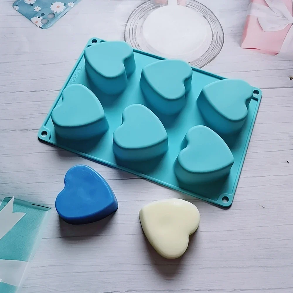

6 Cavity Soap Silicone Molds Heart Chocolate Mold Love Shape Forms Dessert Mousse Jelly Mold Confeitaria Cake Decoration Tools