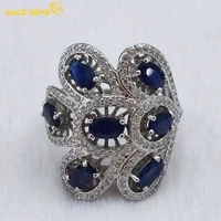 sace gems fashion resizable 35mm sapphire rings for women 925 sterling silver wedding party fine jewelry festival gift
