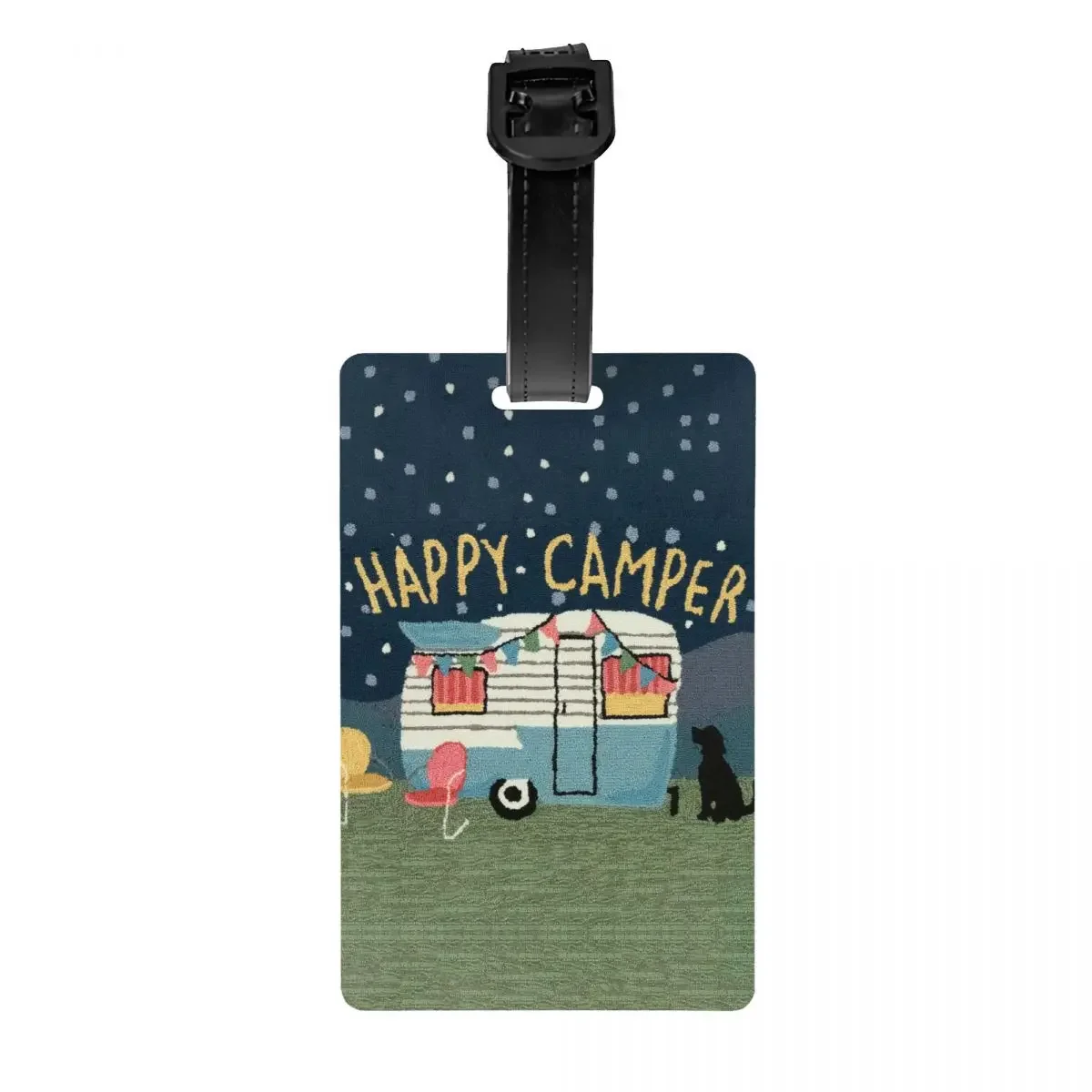 

Adventure Travel Happy Camper Luggage Tag Cartoon RV Camping Suitcase Baggage Privacy Cover ID Label