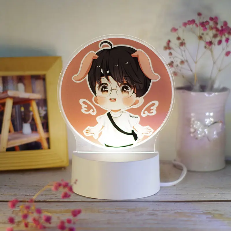 

Светодиодный светильник Idol Xiao Zhan s, светодиодный светильник знаменитости Ван Ибо для спальни, 3D ночсветильник, фигурка, акриловое украшение,...