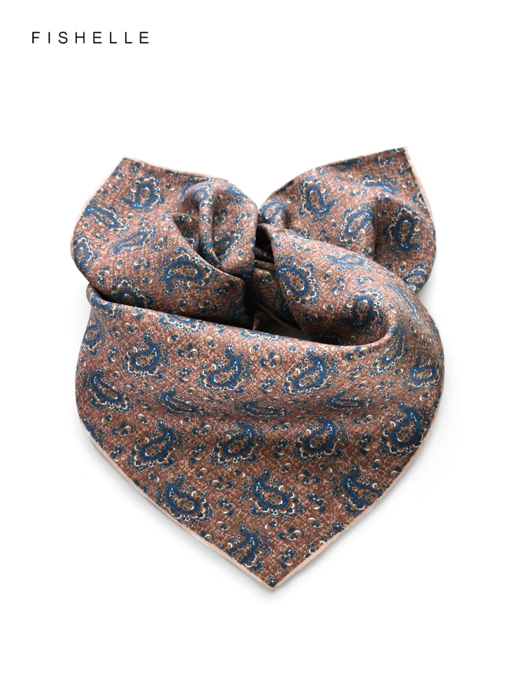 Новый маленький квадратный шарф коричневого и кофейного цвета из натурального