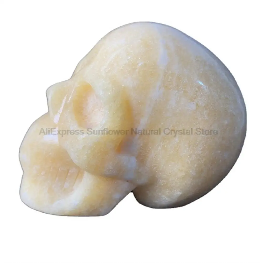 Резная вручную черепа из натурального хрусталя 4-5 дюймов оранжевые кальцит