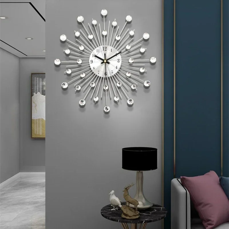 Минималистичные металлические настенные часы большие стеклянные Хрустальные