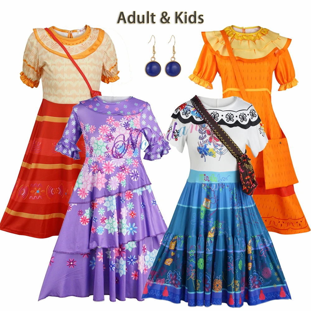 

Encanto Cosplay Adult Isabella Mirabel Madrigal Costume Dolores Pepa Princess Dress Girl Women Kids Halloween Party Dress Up