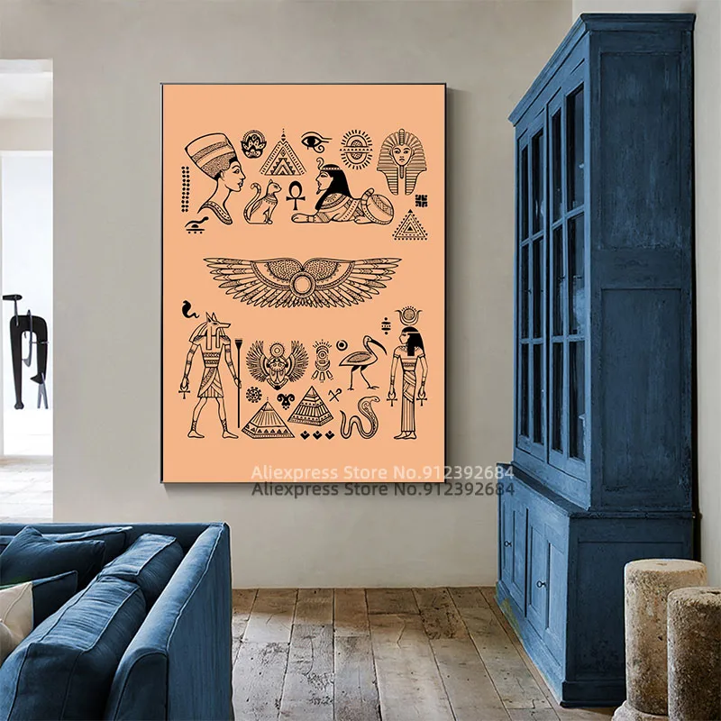 Иллюстрация египетского искусства культура полная загадок и плакат печать