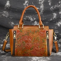 women messenger tote purse vintage embossed shoulder top handle genuine leather bags ladies cross body handbags