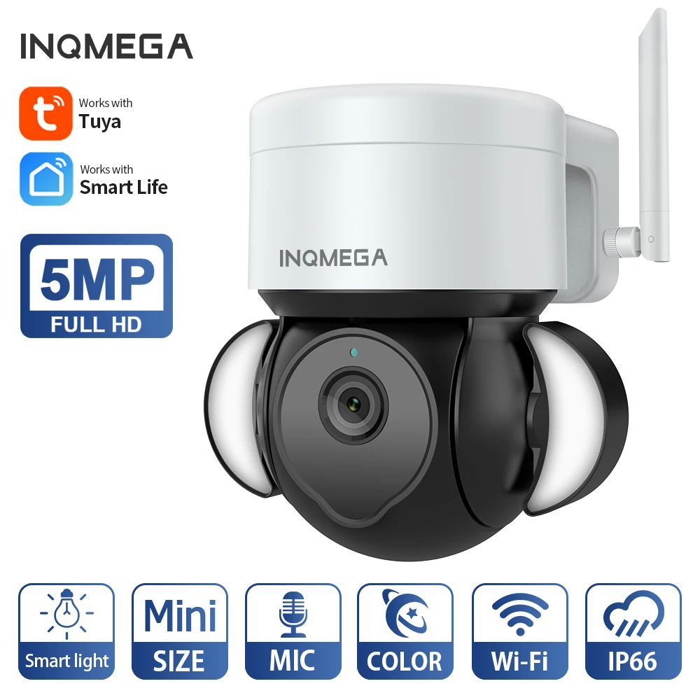 

INQMEGA WIFI Camera Floodlight 5MP TUYA Video Surveillance Cameras 1080P Night Vision Auto Tracking CCTV IP Cámara Smart Life