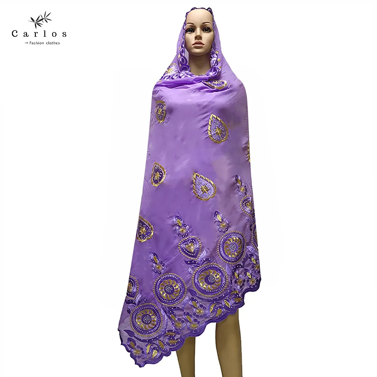 Лидер продаж 2022 большой мусульманский женский шарф из 100% хлопка вышитый