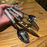 household luxury cutlery stainless steel breakfast fork knife spoon tea spoon kitchen silverware vaisselle cuisine dinnerware