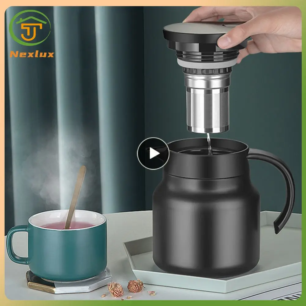 

Thermos Pot 1000ml Portable Stewing Teapot Heat-preserving Stainless Steel Coffee Pot Home Office Large Capacity