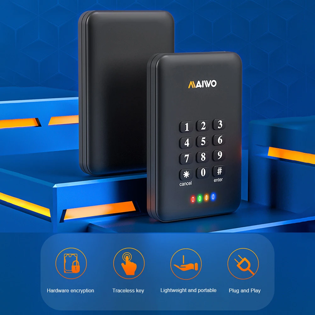 

Зашифрованный корпус жесткого диска USB3.0 AES256 для 2,5-дюймового твердотельного накопителя SSD коробка высокоскоростная Замена защитный аксесс...