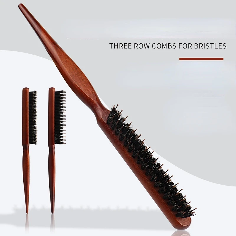 

3 Rows of Comb Beauty Makeup Modelling Rat-tail Comb Evening Makeup Combs Curl Hair Fleeciness Pointed Tail Comb Edge Brush