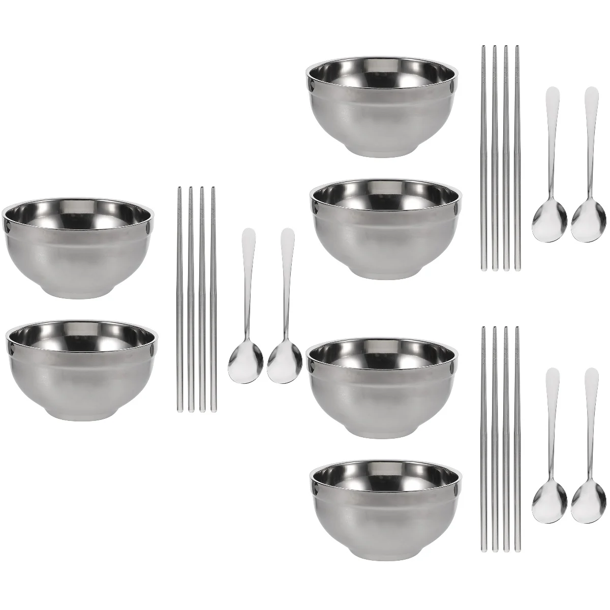 

Bowl Bowls Soup Steel Stainless Tableware Metal Noodle Mixinginsulated Ramen Ice Kit Cream Japan Chopsticks Spoons Asian