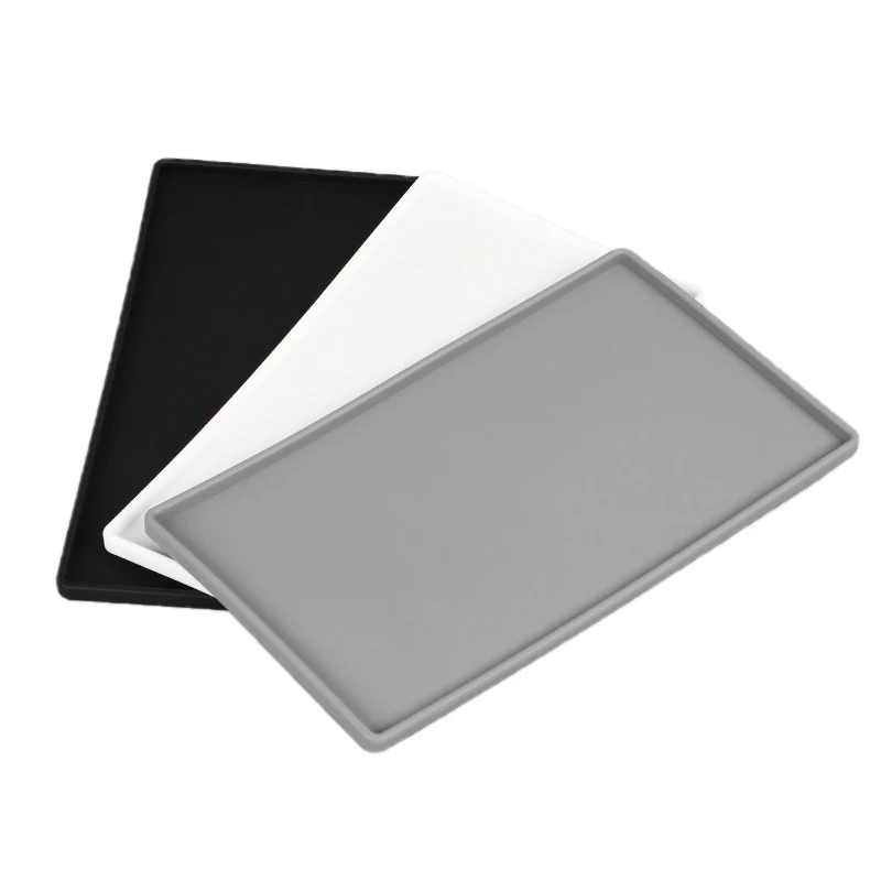 

1pc Silicone Plastic Flat Tray Square Anti-slip Twistable Stand Mobile Holder Bathroom Soap Tray Coffee Tea Cutlery Holder 200mm