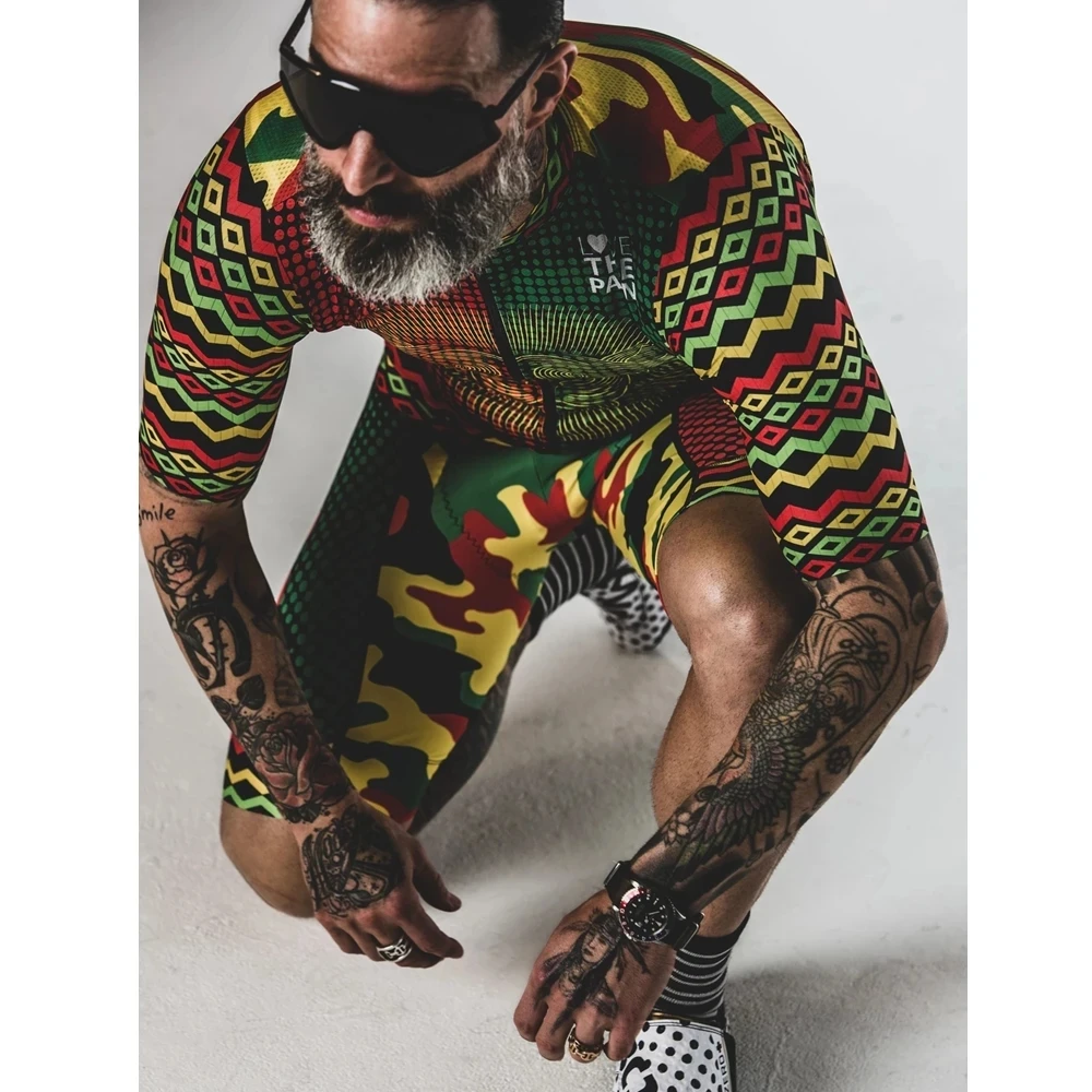 

Мужской комплект одежды для велоспорта Love The Pain, комплект из Джерси с коротким рукавом и шорт с гелевыми вставками 9d