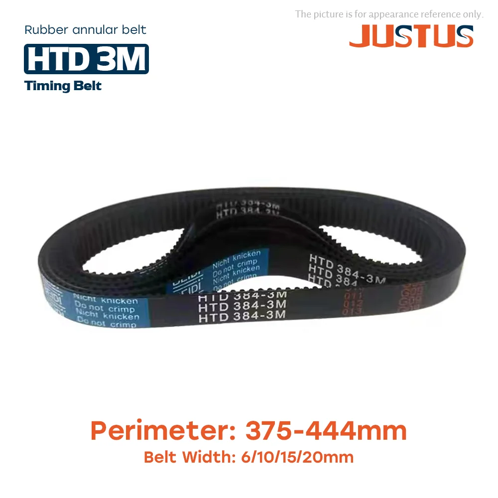 

Синхронный ремень синхронизации HTD 3M, длина 375/378/381/384/387/390/399/402/405/411/417/420/426/429/432/435/441/444 мм Резина закрыта