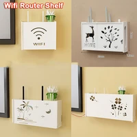 Wall Shelf TV Set-top Box Wall-mounted Storage Wireless Wifi Router Storage Boxes Wooden Box Cable Power Plus Wire Bracket