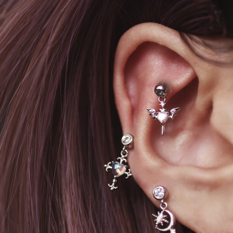 

Женские серьги из серебра 925 пробы, серьги-гвоздики персикового цвета, Аврора, сердце, крест, звезда, луна, элемент, серьги для пирсинга, Изящн...