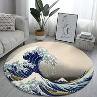 kanagawa round rugs japanese style waves sofa carpet home living room bedroom bathroom floor mats print decorate carpet