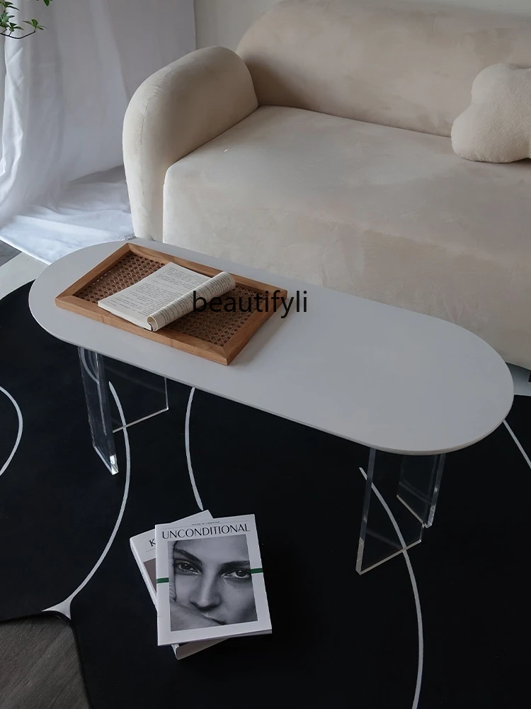 

zq Transparent Small Coffee Table Household Minimalist Living Room Sofa Side Table Suspension Tea Table Coffee Table