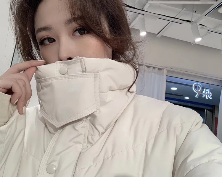 New 2023 Winter Fashion Duck Down Coat & Jacket for Women Stand Collar Turtleneck Long Parkas Yellow Cream Black Windbreaker XXL