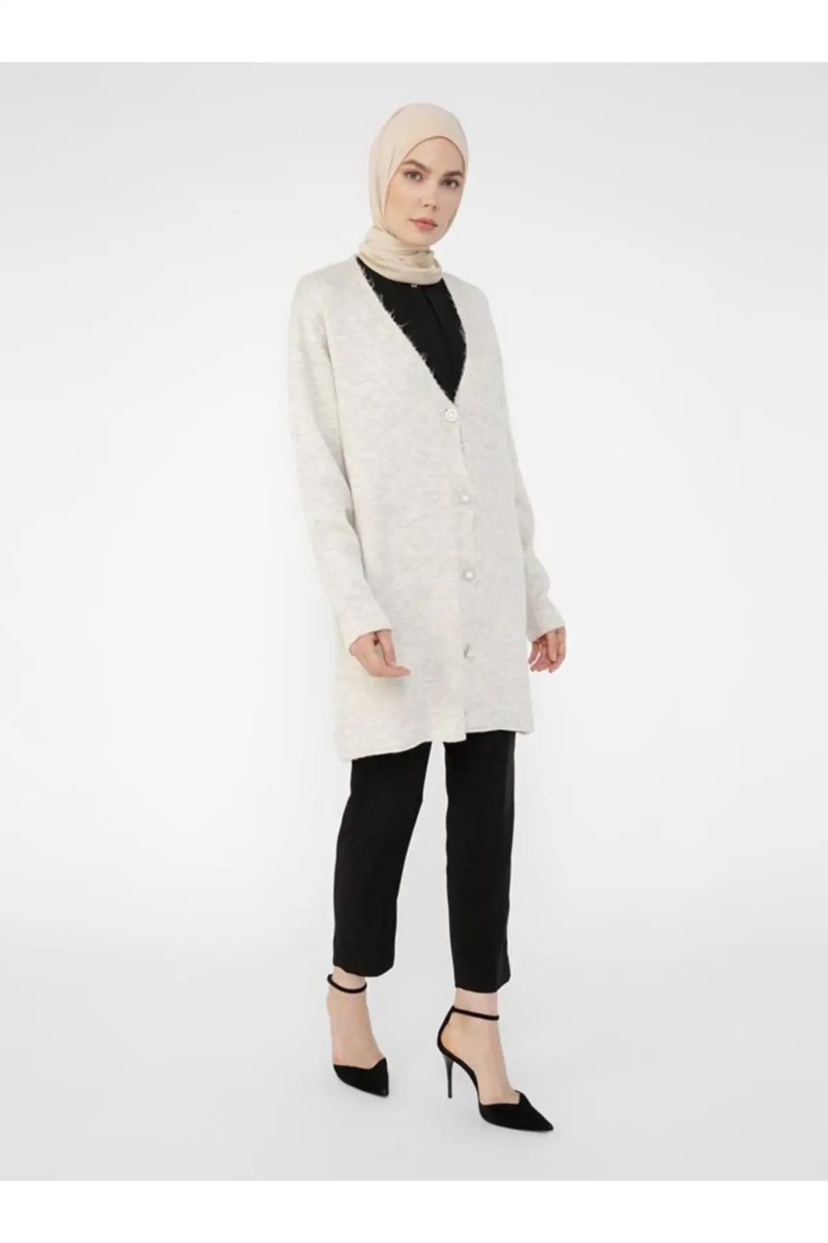 

Women's Cardigan Pearl And Stone Button Knitwear-Woman Casual Knitted Quality Fashion Sweaters Loose Jumper Loose Jumper