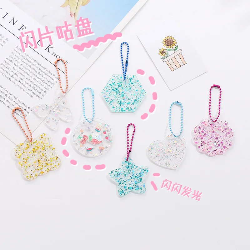 

5pcs/set Kawaii Pendant Glittery Gradual Color DIY KeyChain Gucca Acrylic Star Idol Photocard PVC Card Holder School Stationer