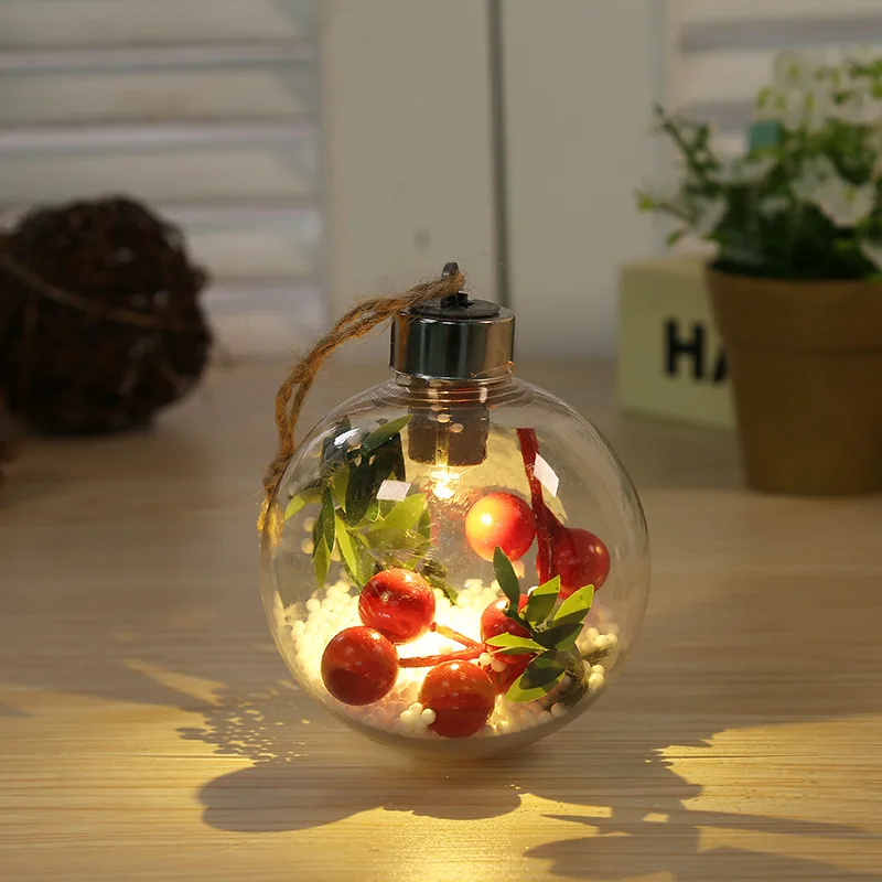 

1 PC LED Transparent Christmas Ball Creative Simulation Light Bulb Xmas Tree Ornaments Plastic Round Balls New Year Decor