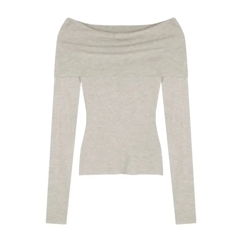 Женский осенний облегающий базовый слой цвета хаки с открытыми плечами и