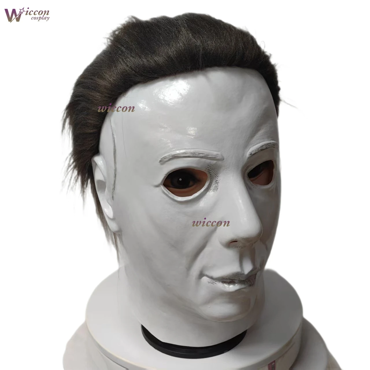 Фото Маска Майкла Майерса KospLAY White Face 1978 года, резиновая, на все лицо, страшная, с париком, для Хэллоуина, забавный костюм для косплея №5