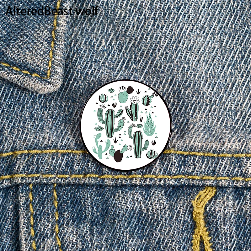 

Cacti Cartoon Printed Pin Custom Funny Brooches Shirt Lapel Bag Cute Badge Cartoon Cute Jewelry Gift for Lover Girl Friends