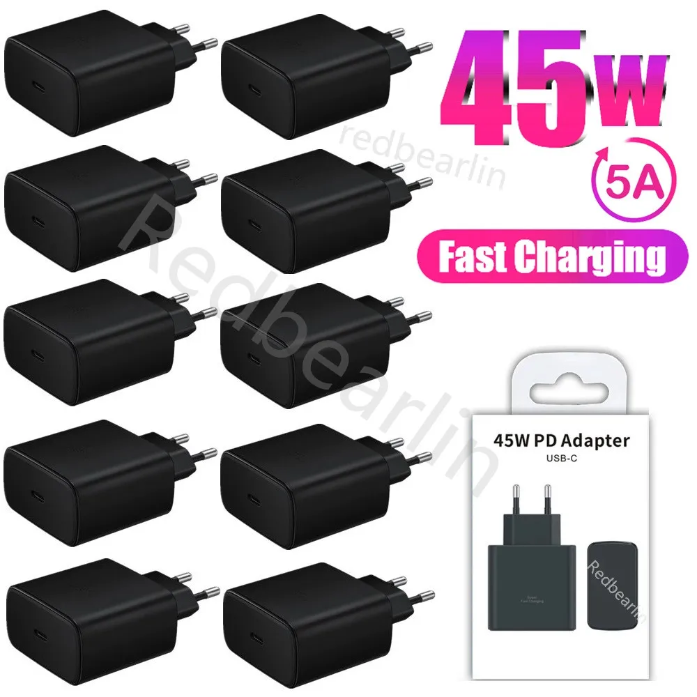 

10Pcs Super Fast Quick Charge USB C Wall Charger 45W 25W Universal Type c PD Charge For Samsung S22 S23 S20 S21 Utral Note 20