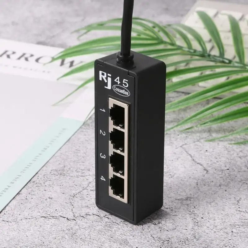 Разветвитель Кабеля Ethernet RJ45 1 штекер-4 гнезда для порта Cat LAN аксессуары