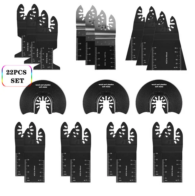 

22pcs Metal Cutting Saw Blade Universal Oscillating Multi Tool Saw Blade HCS Multi-Function Bi-Metal Precision Saw Blades