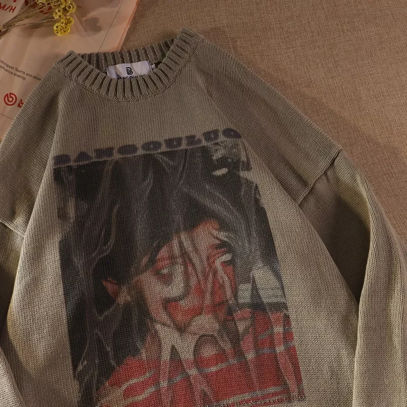 

2022 Women's Knitted goth Y2K sweater pullovers ladies winter loose sweater female grunge clothing women Jumper ins
