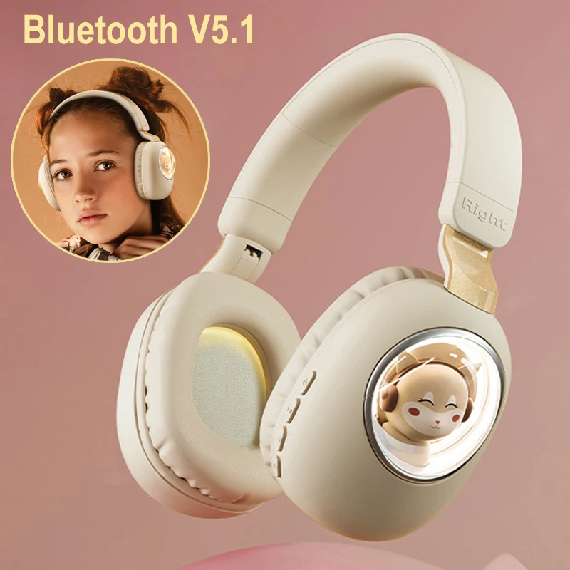 

Bluetooth 5.1 Cartoon Headphone Flash Light Cute Headphones Wireless Mic LED Kids Girls Stereo Phone Music Headset Gamer