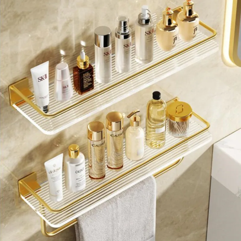 

Tuqiu Bathroom Shelf Wall Mounted Bathroom Storage Organizer Holder Corner Shelf Gold Crylic Aluminum Bath Shower Shelf New